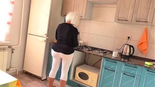 Milf spreads her big ass for anal sex her son